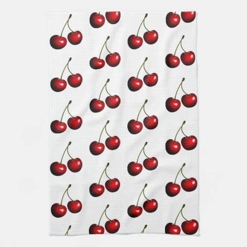 Red Sweet Fresh Cherries Kitchen Towel