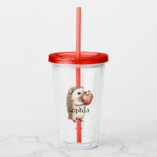 Red Sweet Heart Hedgehog   Acrylic Tumbler