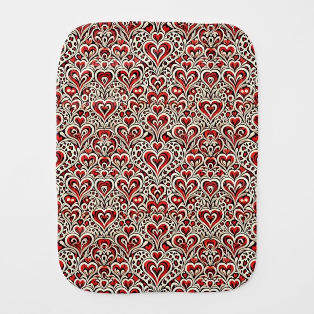 Red Sweet Hearts  Baby Burp Cloth (Front)