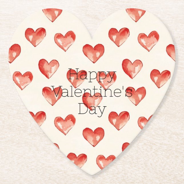 Red Sweet Hearts Valentine's Day Paper Coaster (Front)
