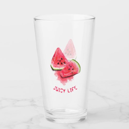Red Sweet Juicy Watermelon Pieces Glass