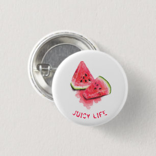 Red Sweet Juicy Watermelon Pieces Tasty - Drawing  Button