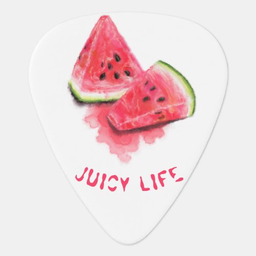 Red Sweet Juicy Watermelon Pieces Tasty _ Drawing  Guitar Pick