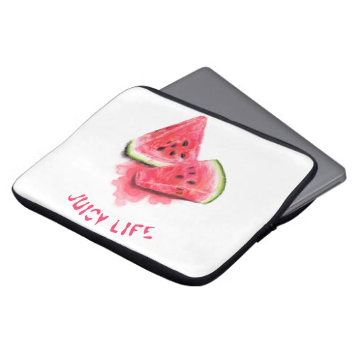 Red Sweet Juicy Watermelon Pieces Tasty _ Drawing  Laptop Sleeve