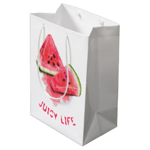 Red Sweet Juicy Watermelon Pieces Tasty - Drawing  Medium Gift Bag