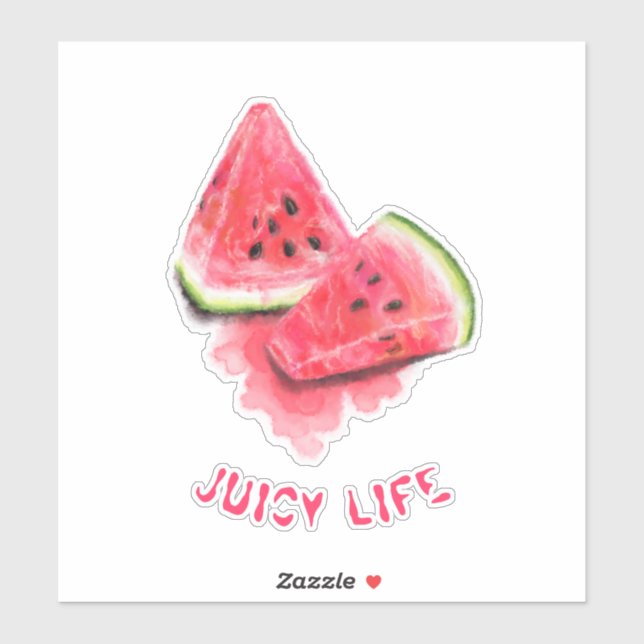 Red Sweet Juicy Watermelon Pieces Tasty - Drawing  Sticker (Sheet)