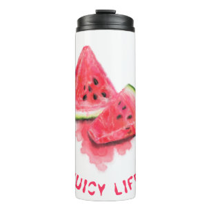 Red Sweet Juicy Watermelon Pieces Tasty - Drawing Thermal Tumbler