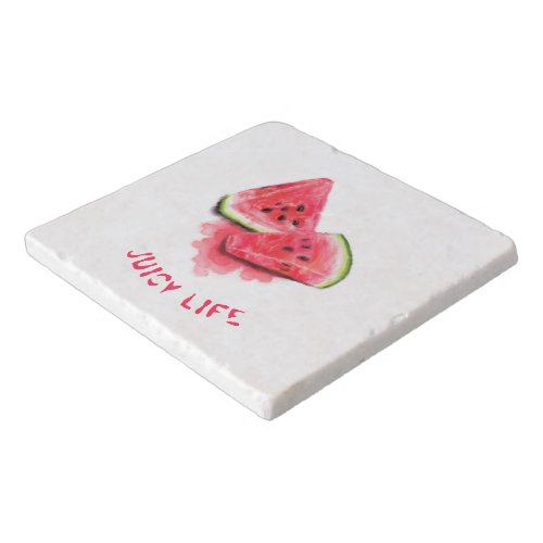 Red Sweet Juicy Watermelon Pieces Tasty _ Drawing  Trivet