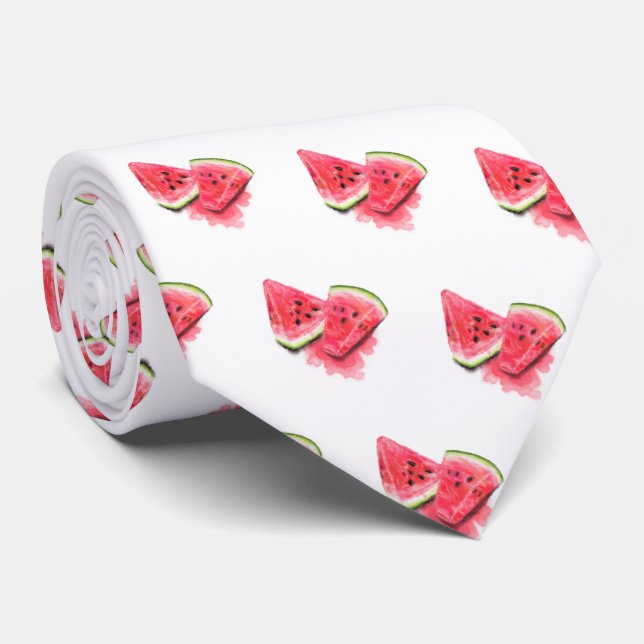Red Sweet Juicy Watermelon Pieces Tasty - Party Neck Tie (Rolled)