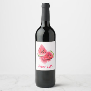 Red Sweet Juicy Watermelon Wine Label Pieces Tasty