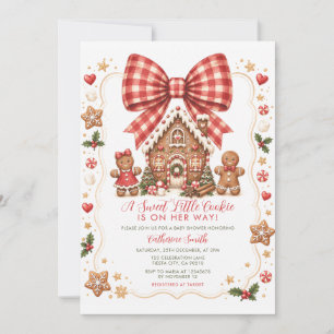Red Sweet Little Cookie Gingerbread Baby Shower  Invitation