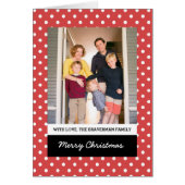 Red Sweet Polka Dot Holiday Photo Greeting Card (Front)