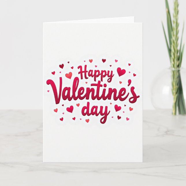 Red Sweet Script Hearts Valentines Card (Front)