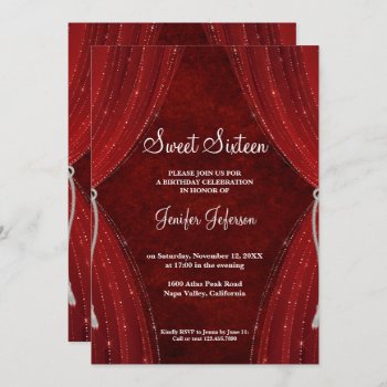 Red Sweet Sixteen Invitation by aquachild at Zazzle