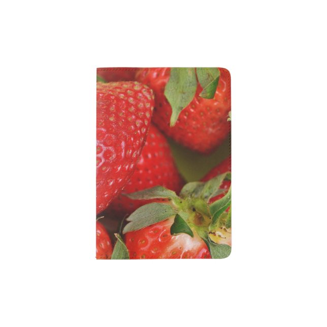 Red Sweet Strawberries Passport Holder (Front)