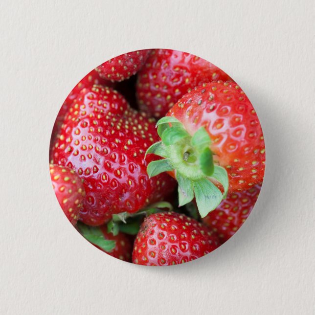 Red Sweet Strawberries Pinback Button (Front)