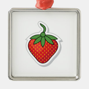 Red Sweet Strawberry Metal Ornament