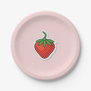 Red Sweet Strawberry Paper Plates