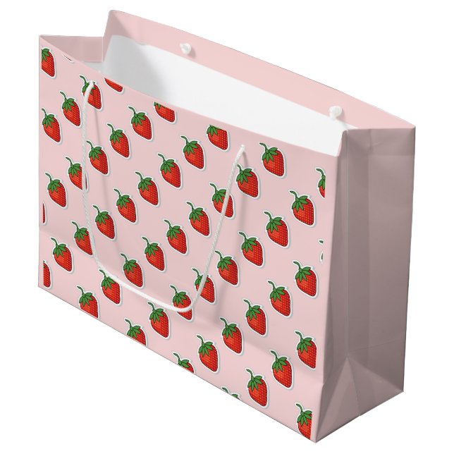 Red Sweet Strawberry pattern Large Gift Bag (Front Angled)
