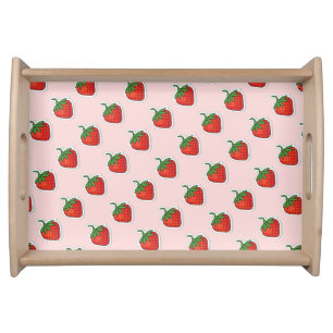 Red Sweet Strawberry pattern Serving Tray