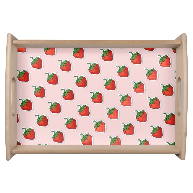 Red Sweet Strawberry pattern Serving Tray (Front)