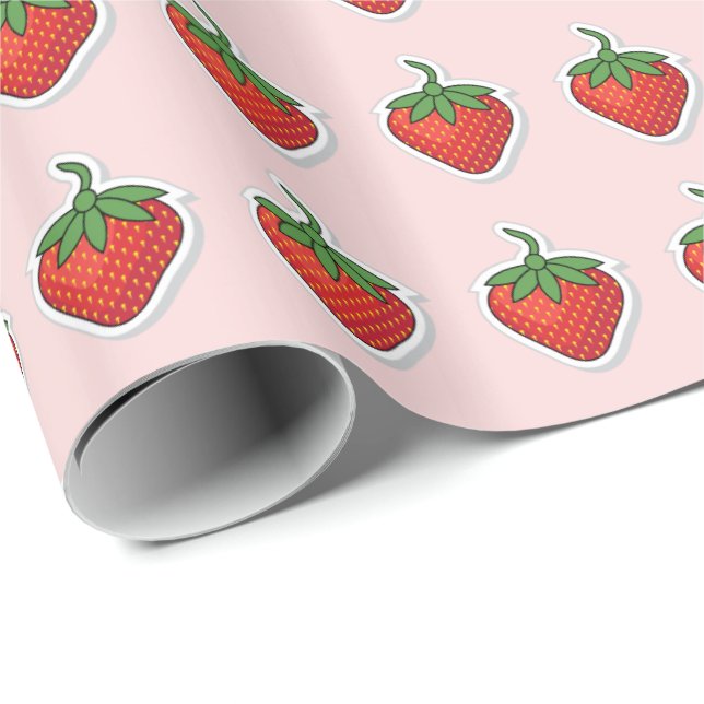 Red Sweet Strawberry pattern Wrapping Paper (Roll Corner)