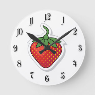 Red Sweet Strawberry Round Clock
