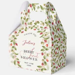 Red Sweet Strawberry Wildflower Wreath Baby Shower Favor Boxes