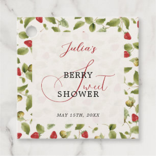 Red Sweet Strawberry Wildflower Wreath Baby Shower Favor Tags