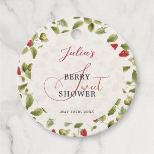 Red Sweet Strawberry Wildflower Wreath Baby Shower Favor Tags