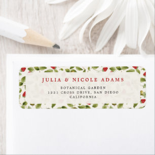 Red Sweet Strawberry Wildflower Wreath Baby Shower Label
