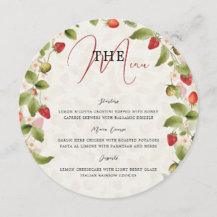 Red Sweet Strawberry Wildflower Wreath Baby Shower Menu