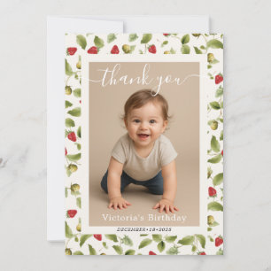 Red Sweet Strawberry Wildflower Wreath Baby Shower Note Card
