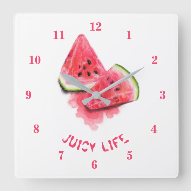 Red Sweet Watermelon Wall Clock - Customizable (Front)