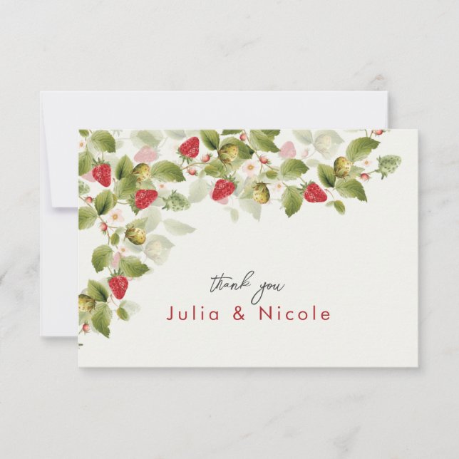 Red Sweet Wild Strawberry Flowers Wedding (Front)