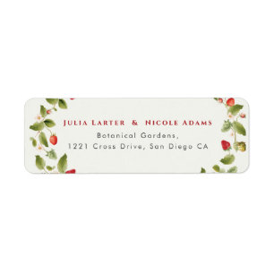Red Sweet Wild Strawberry Flowers Wedding Label