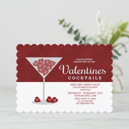 Red Sweetheart  Valentines Cocktail Party Invitation