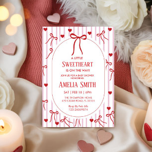 Red Sweetheart Valentine's Day Girls doodle Baby Invitation