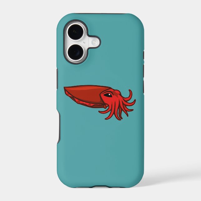 Red Swimming Cuttlefish Iphone Case (Back)
