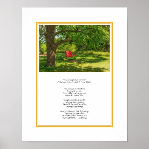 Red Swing In Summertime Size 11x14 Poster