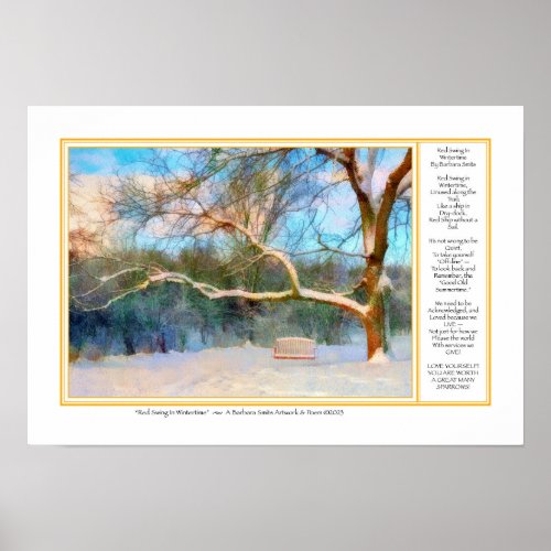Red Swing In Wintertime Size 13x19 Poster
