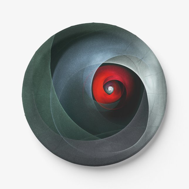 Red Swirl Artistic Modern Abstract Art Pattern #19 Paper Plates (Front)