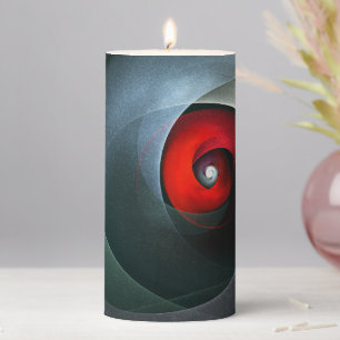 Red Swirl Artistic Modern Abstract Art Pattern #19 Pillar Candle