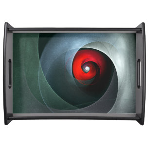 Red Swirl Artistic Modern Abstract Art Pattern #19 Serving Tray