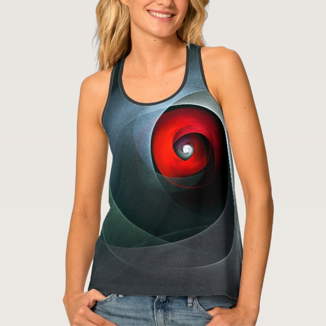 Red Swirl Artistic Modern Abstract Art Pattern #19 Tank Top (Front)