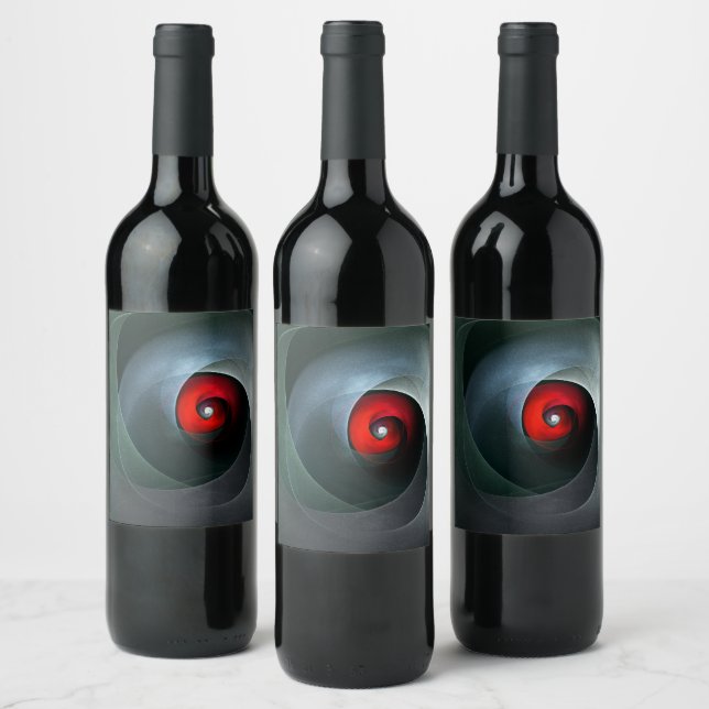 Red Swirl Artistic Modern Abstract Art Pattern #19 Wine Label (Bottles)