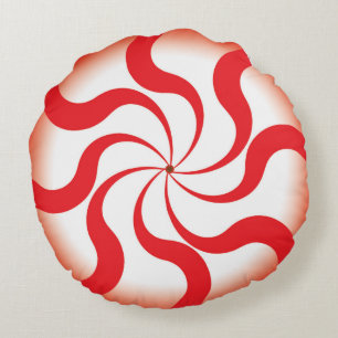 Red Swirl Candy Modern Throw Pillow