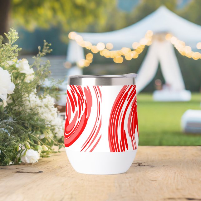 Red swirl design on Water Bottle (Wedding)