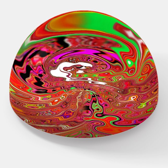 RED SWIRL Glass Office Paperweight (Angled)