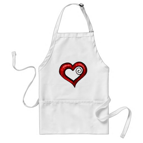 Red Swirl Heart Adult Apron